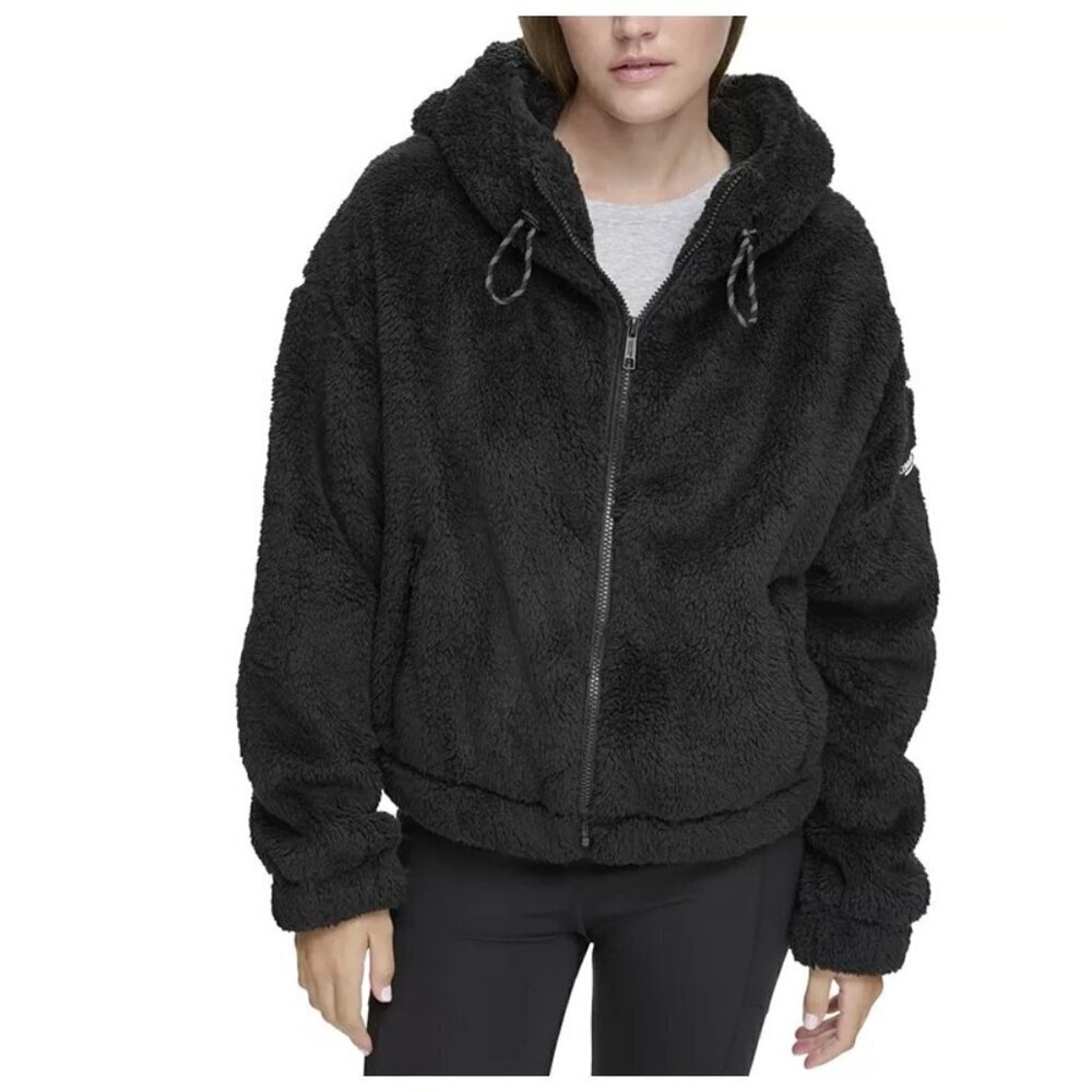 Calvin Klein Sherpa Zip-Front Hoodie Black Jacket